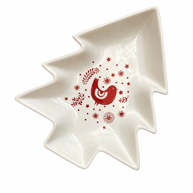 Small White Christmas Tree Ceramic Plate - product view 1