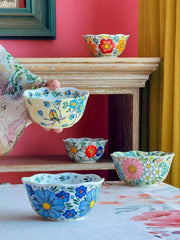 Underglaze Ceramic Floral Rice Bowl, 5.2 Inch, Hand-Painted - detail 1