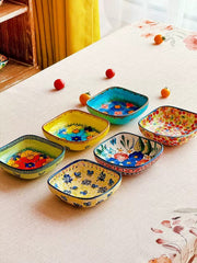 Underglaze Porcelain Square Deep Dish, Hand-Painted - detail 1
