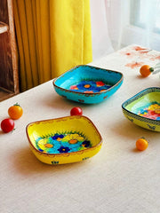 Underglaze Porcelain Square Deep Dish, Hand-Painted - detail 2