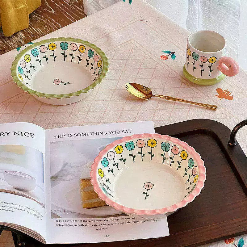 Blossoming Flowers Underglaze Porcelain Mug, Hand-Painted Dinnerware Set - detail 1