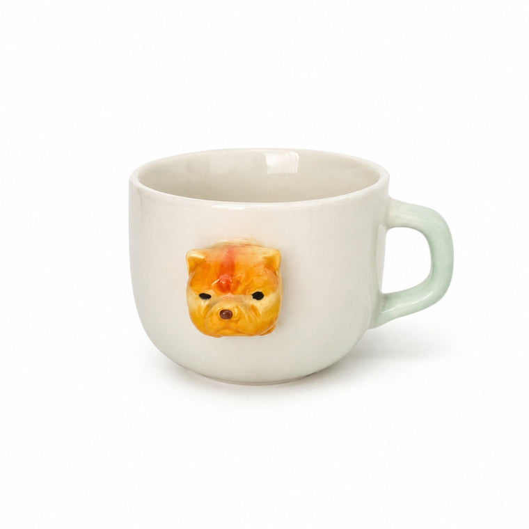 Raccoon Ceramic Cup, Single Piece, Underglaze Relief Detail - product view 2