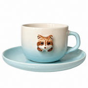 Raccoon Ceramic Cup, Single Piece, Underglaze Relief Detail - product view 6