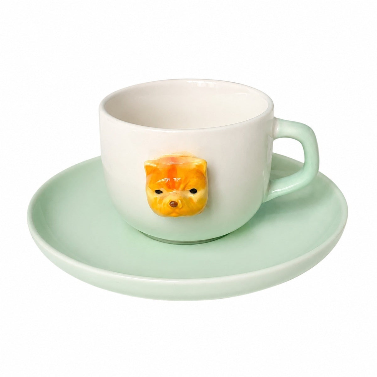 Raccoon Ceramic Cup, Single Piece, Underglaze Relief Detail - product view 3