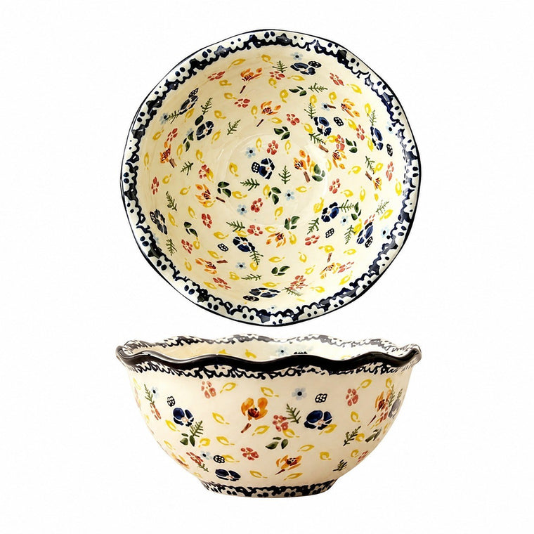 Underglaze Porcelain Floral Bowl, 5.2 Inch, Hand-Painted - product view 1