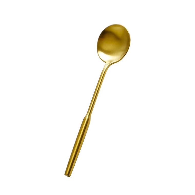 304 Stainless Steel Round Dining Spoon, Gold Tone Tabletop Accessory - product view 2