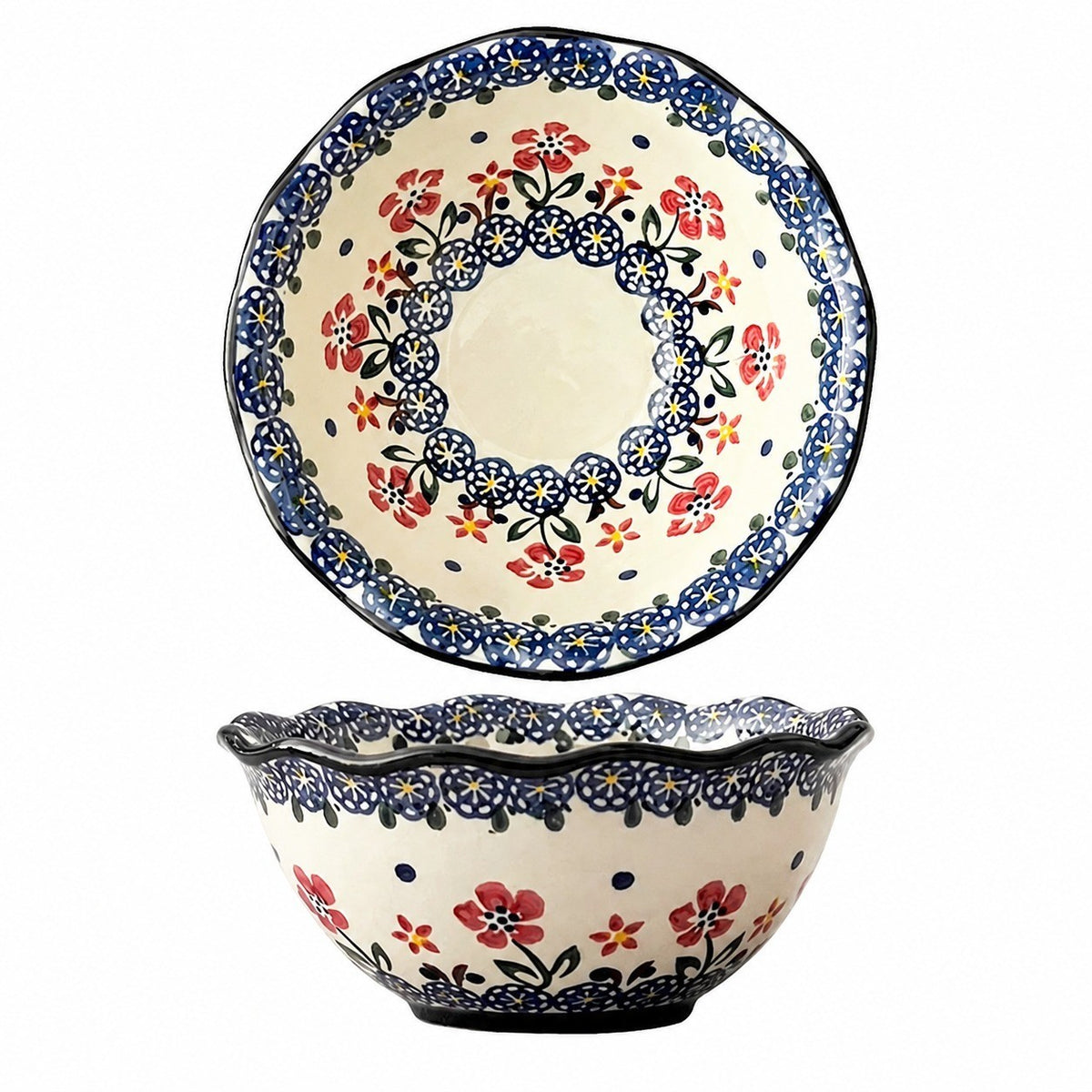 Underglaze Porcelain Floral Bowl, 5.2 Inch, Hand-Painted - product view 5