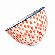 Ceramic Bowl Red Dots Blue Rim, 11 x 6.5 cm, Hand-Painted Underglaze Decorative - product view 1