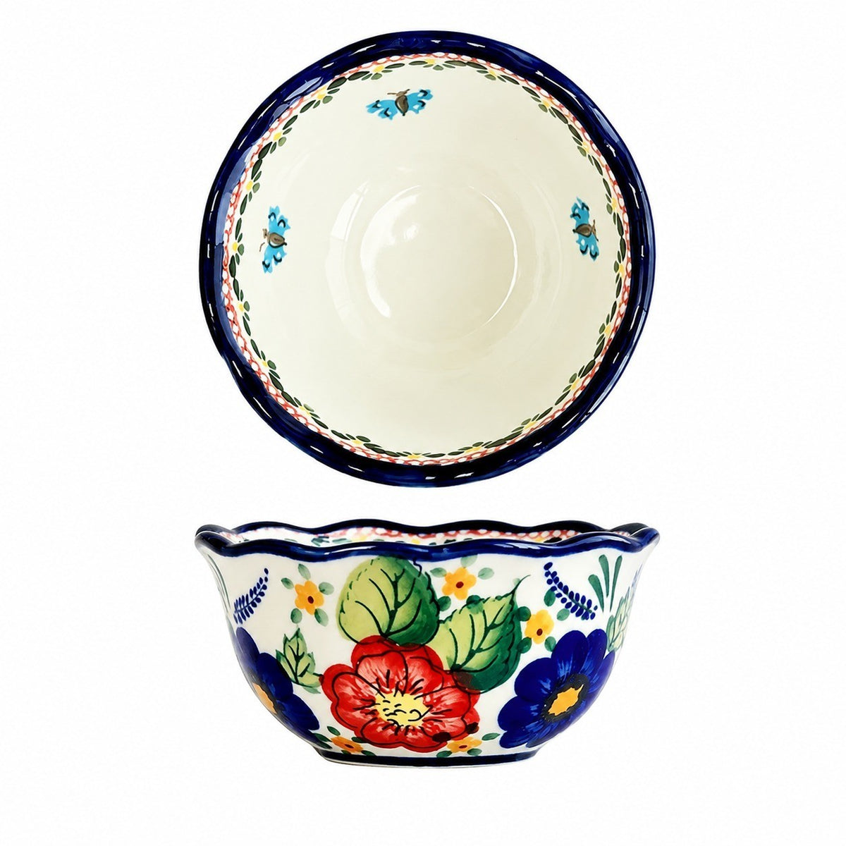 Underglaze Porcelain Floral Bowl, 5.2 Inch, Hand-Painted - product view 8