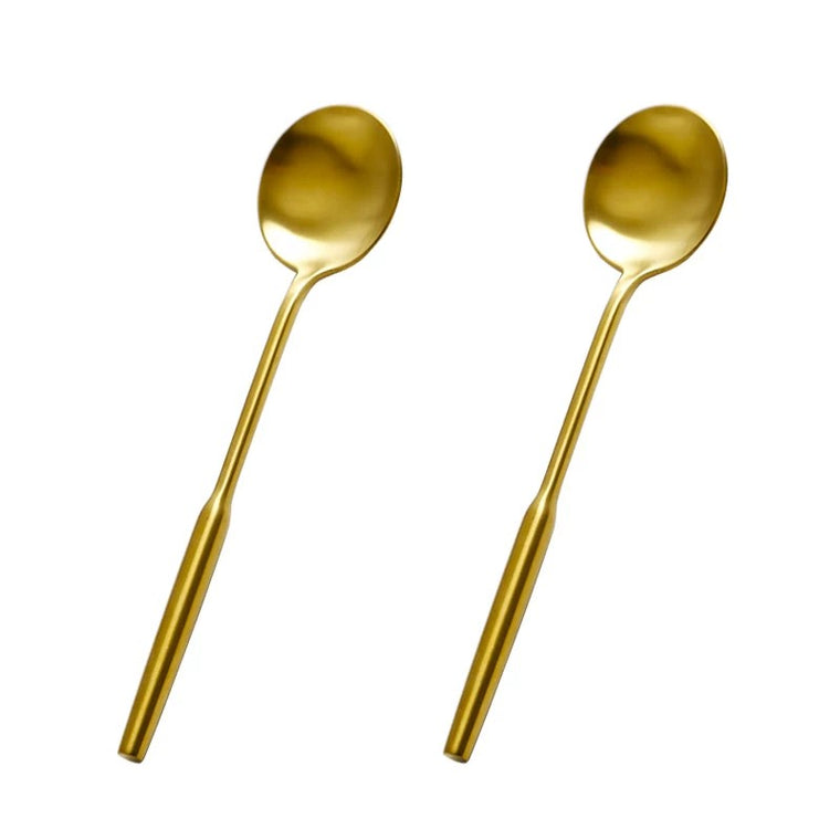 304 Stainless Steel Round Dining Spoon, Gold Tone Tabletop Accessory - product view 1