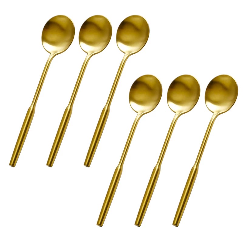 304 Stainless Steel Round Dining Spoon, Gold Tone Tabletop Accessory - product view 4