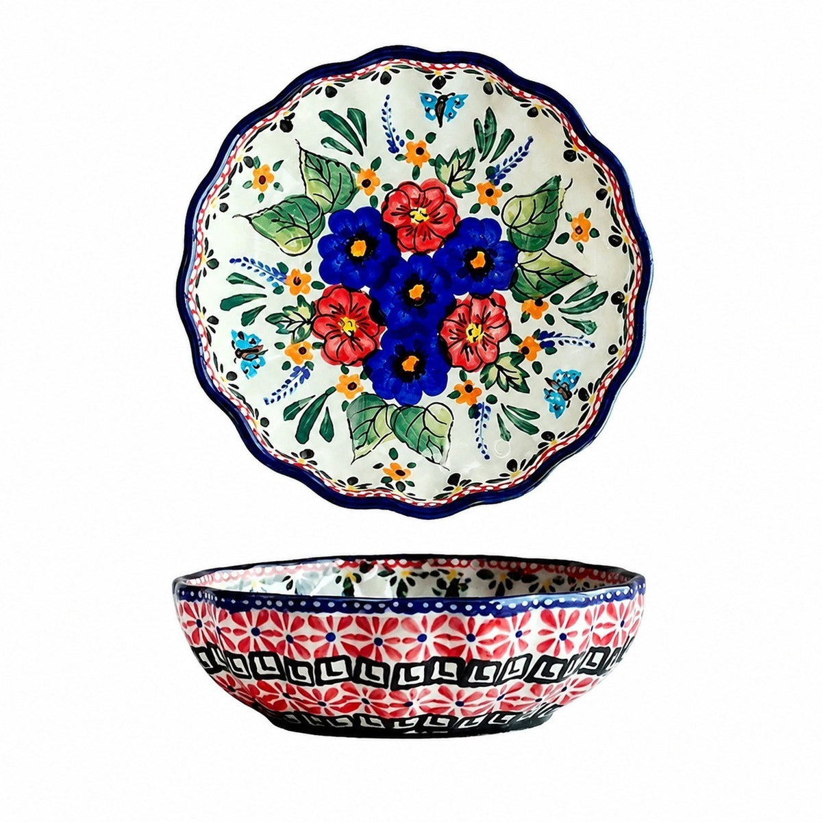Underglaze Porcelain Floral Deep Dish, 5.7 Inch - product view 3
