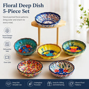 Underglaze Porcelain Floral Deep Dish, 5.7 Inch - detail 3