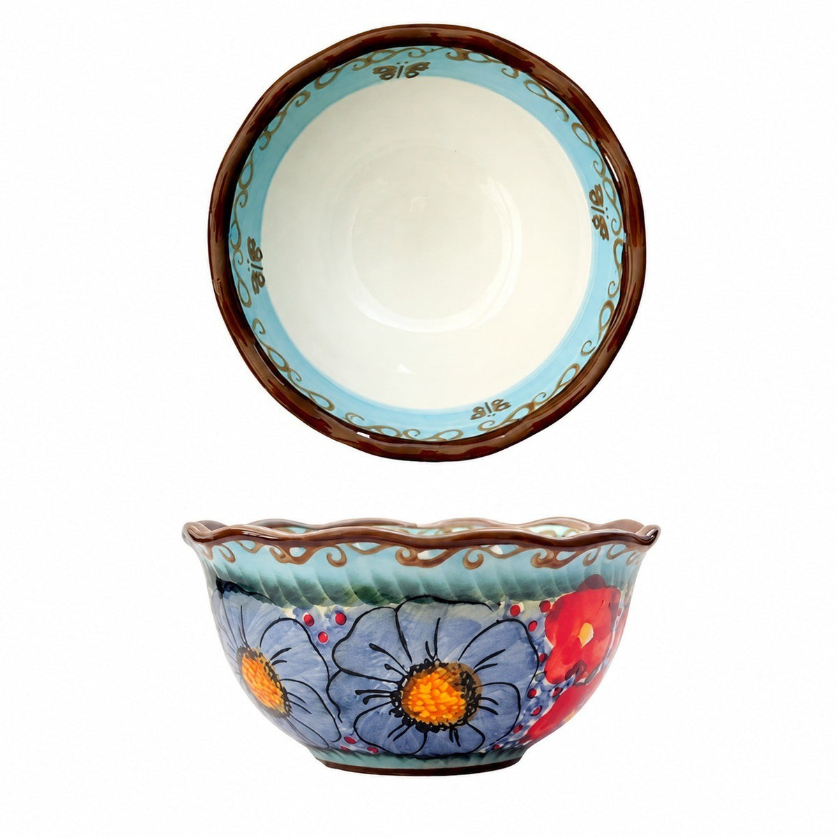 Underglaze Porcelain Floral Bowl, 5.2 Inch, Hand-Painted - product view 17