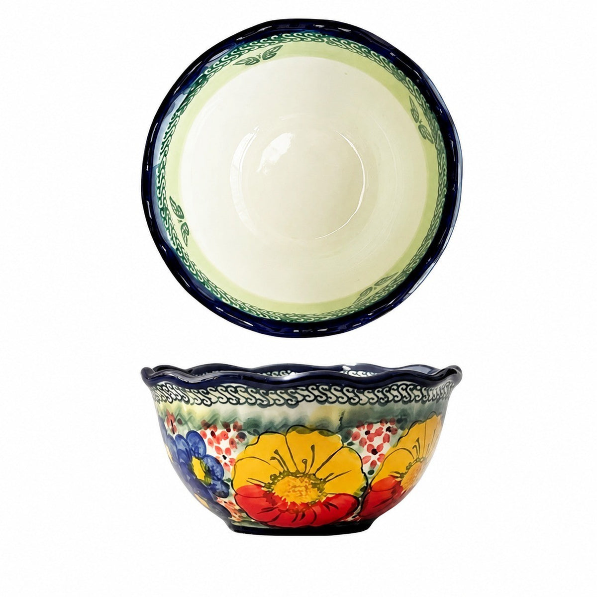 Underglaze Porcelain Floral Bowl, 5.2 Inch, Hand-Painted - product view 4