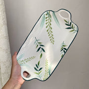Ceramic Fish Platter with Two Handles, Green Leaf, 12 Inch, 31 x 16.5 x 3 cm - detail 1