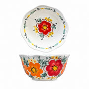Underglaze Ceramic Floral Rice Bowl, 5.2 Inch, Hand-Painted - product view 4