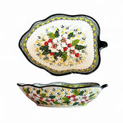 Underglaze Porcelain Leaf-Shaped Small Deep Dish - product view 3