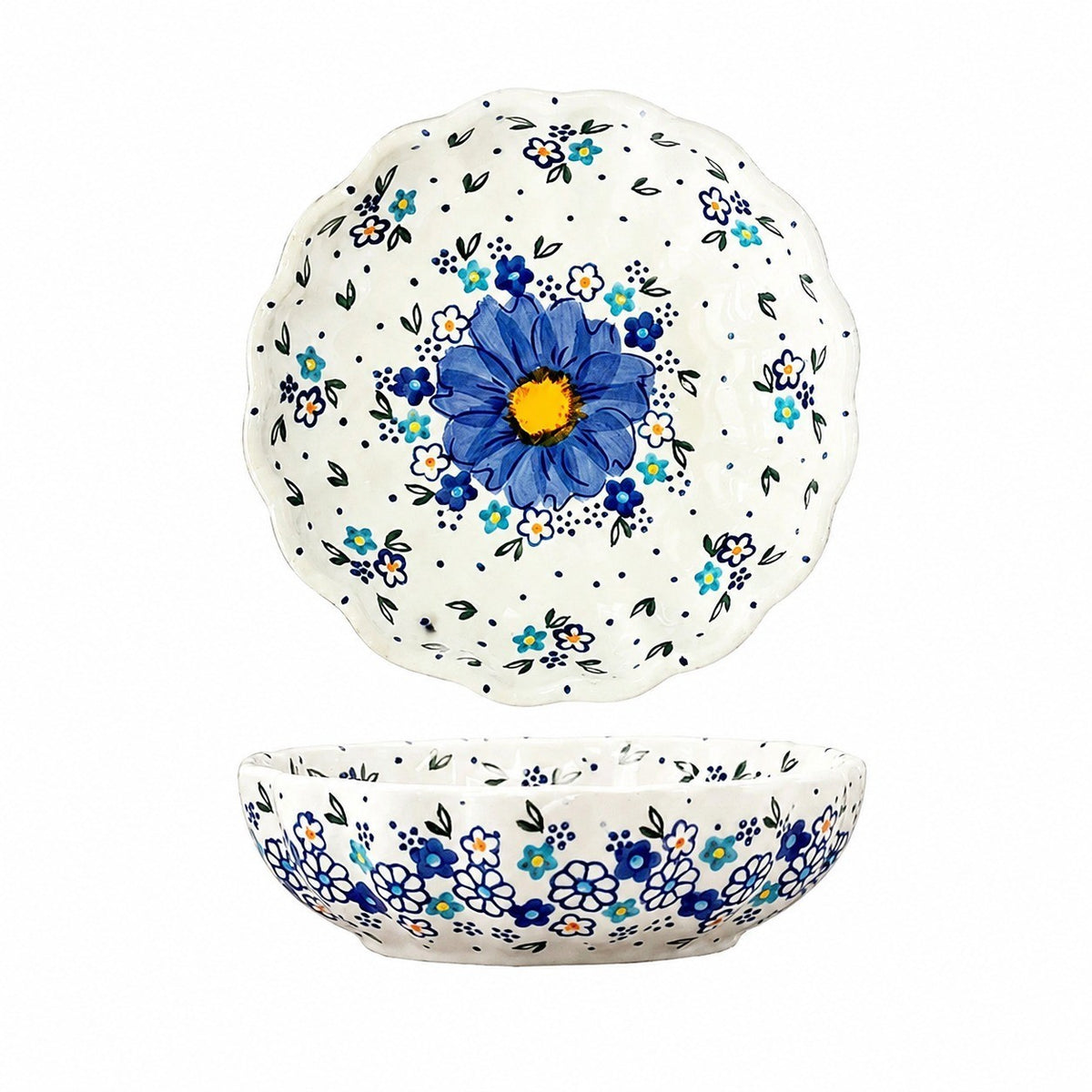 Underglaze Porcelain Floral Deep Dish, 5.7 Inch - product view 2
