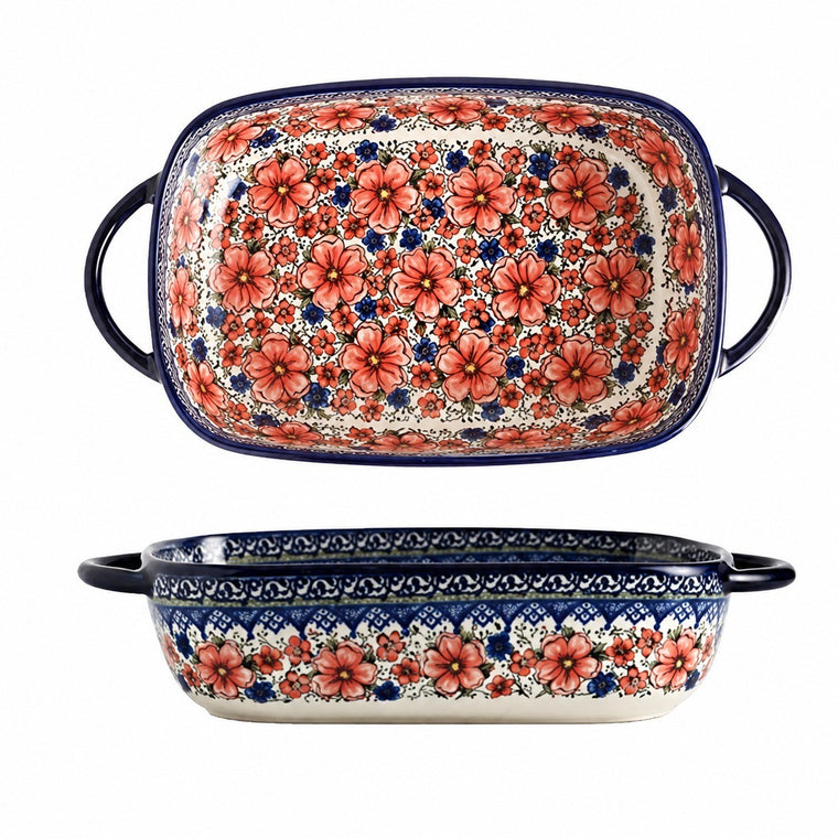 Underglaze Ceramic Two-Handled Baking Dish - product view 1
