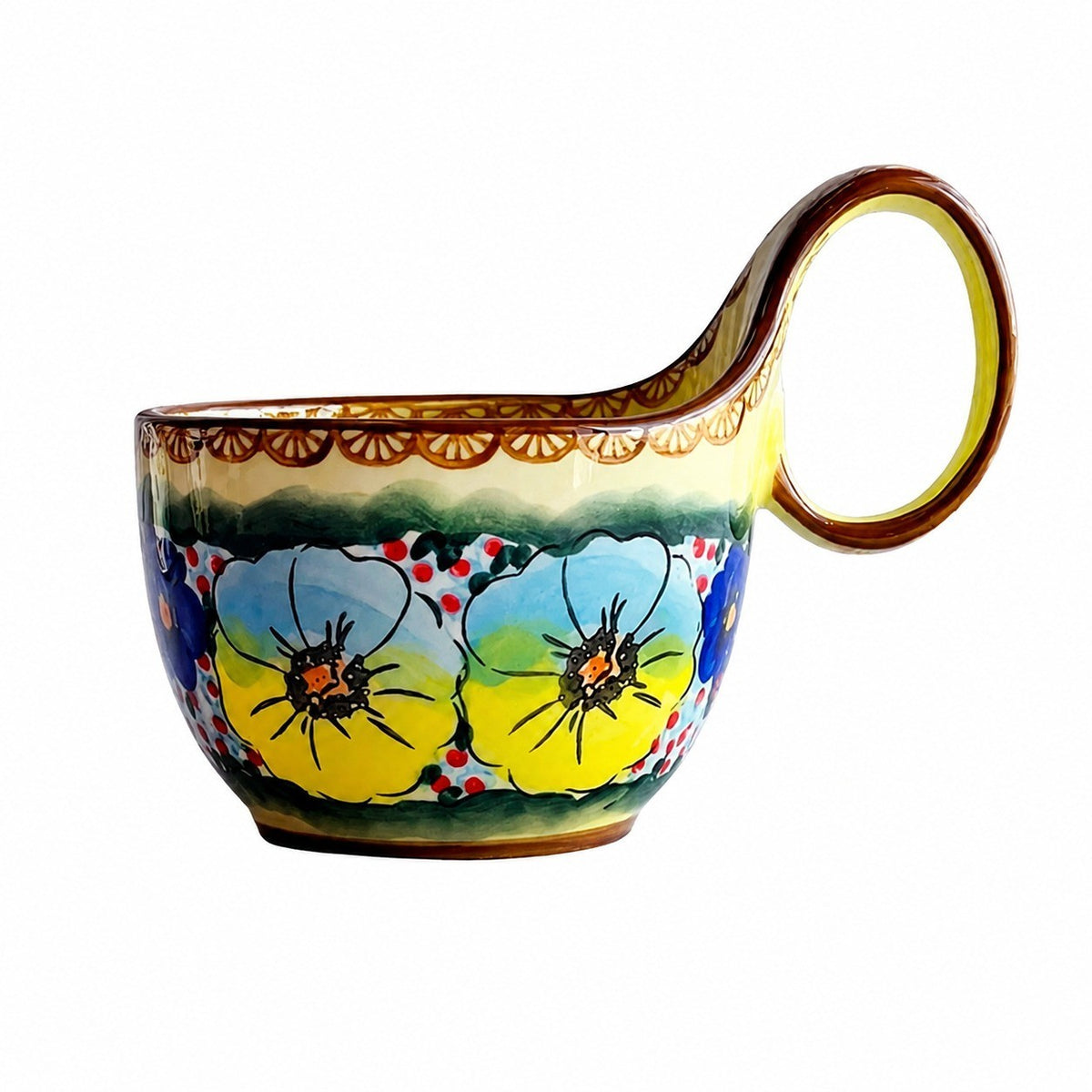Curved-Handle Ceramic Mug with Spoon - product view 16