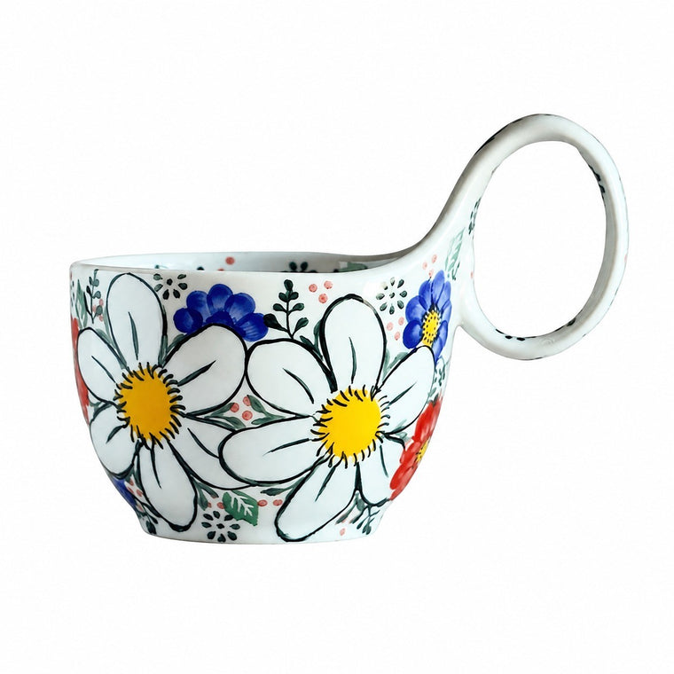 Curved-Handle Ceramic Mug with Spoon - product view 2