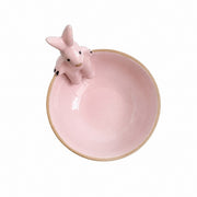 Pink Rabbit Ceramic Bowl, Underglaze Decoration - product view 1