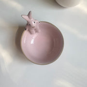 Pink Rabbit Ceramic Bowl, Underglaze Decoration - detail 1