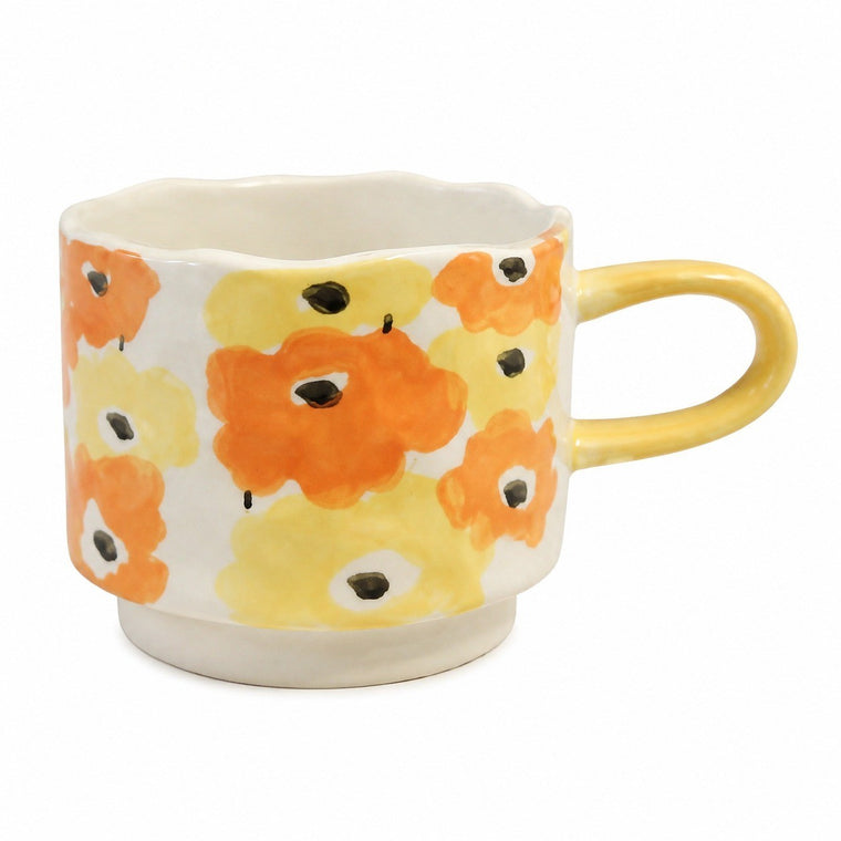 Cartoon Floral Handled Mug, Ceramic - product view 2