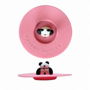 Candy Panda Decorative Cup Lid, Cream White Silicone, Reusable Drink Cover - product view 4