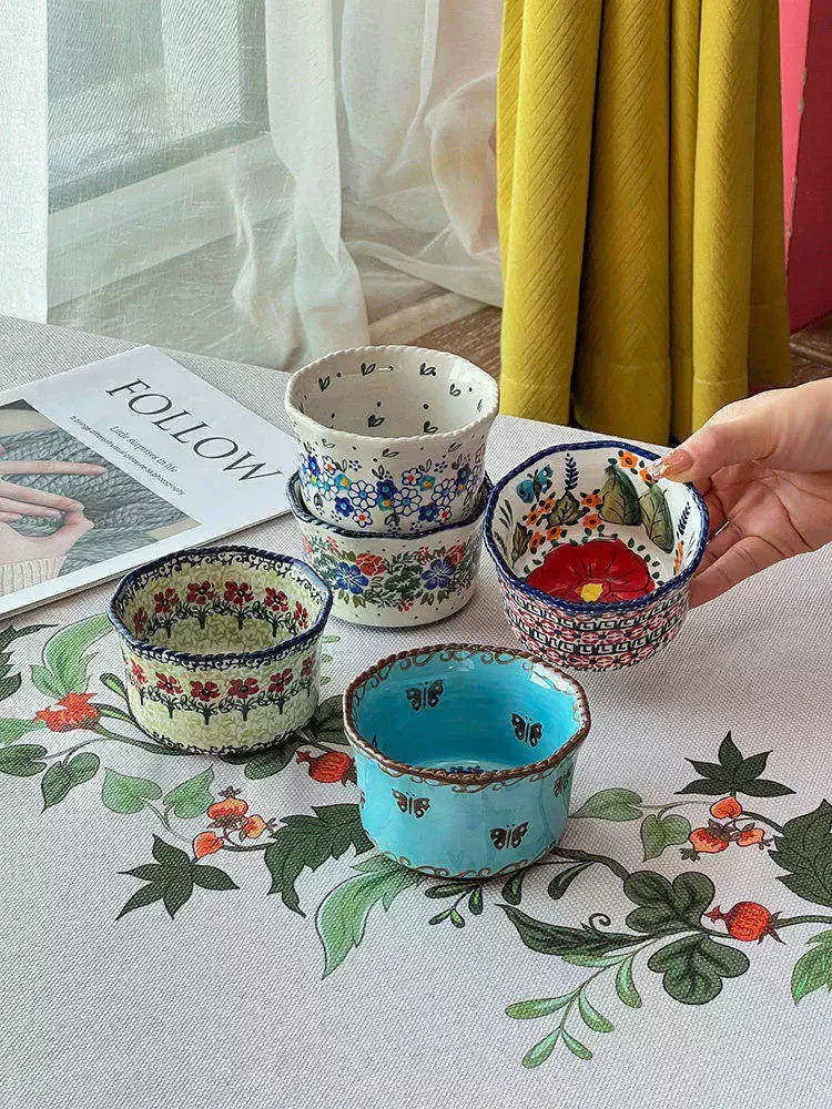 4" Ceramic Dessert Bowl, Hand-Painted - detail 1