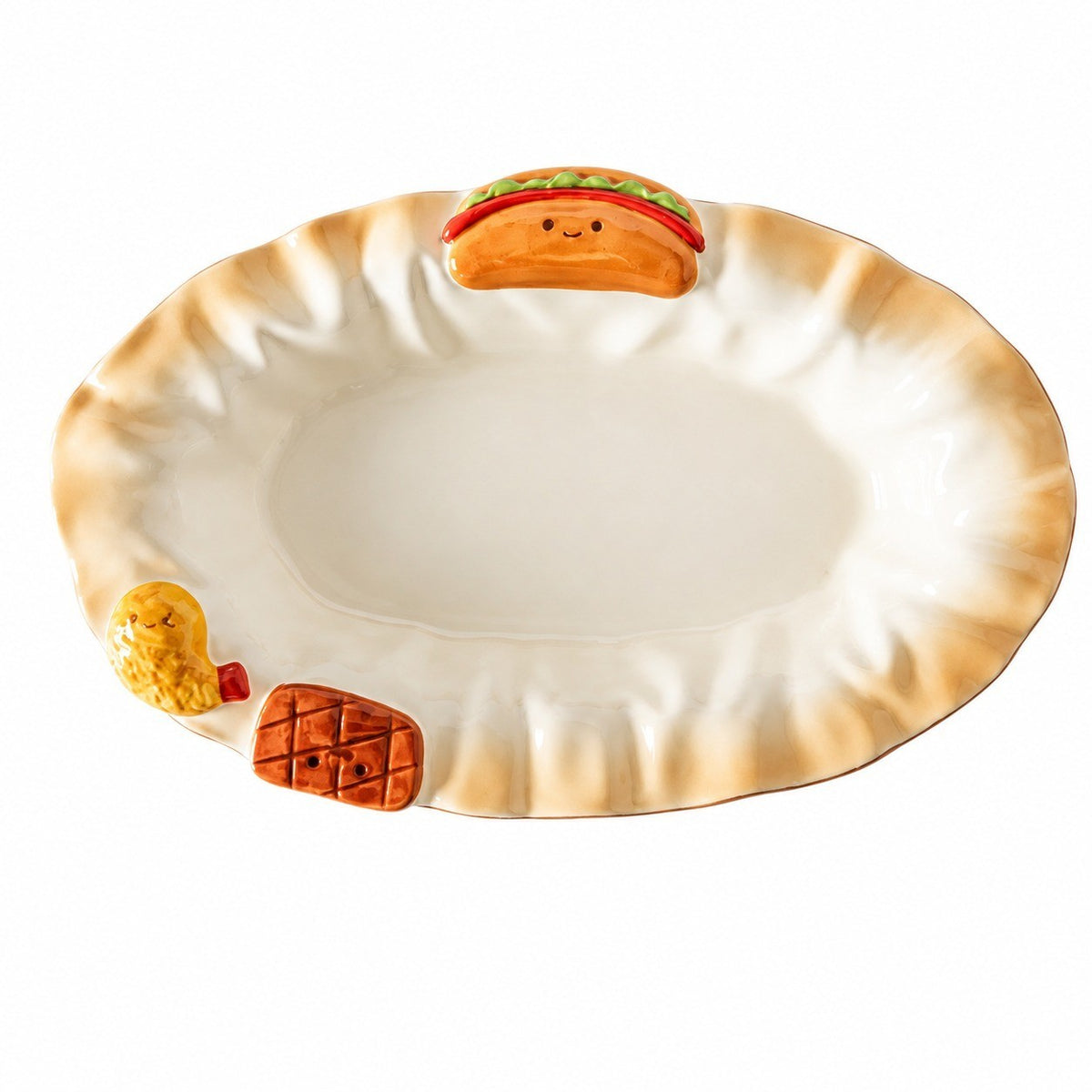 Underglaze Porcelain Plate 9 Inch, Fried Shrimp Design Dinnerware Set - product view 3