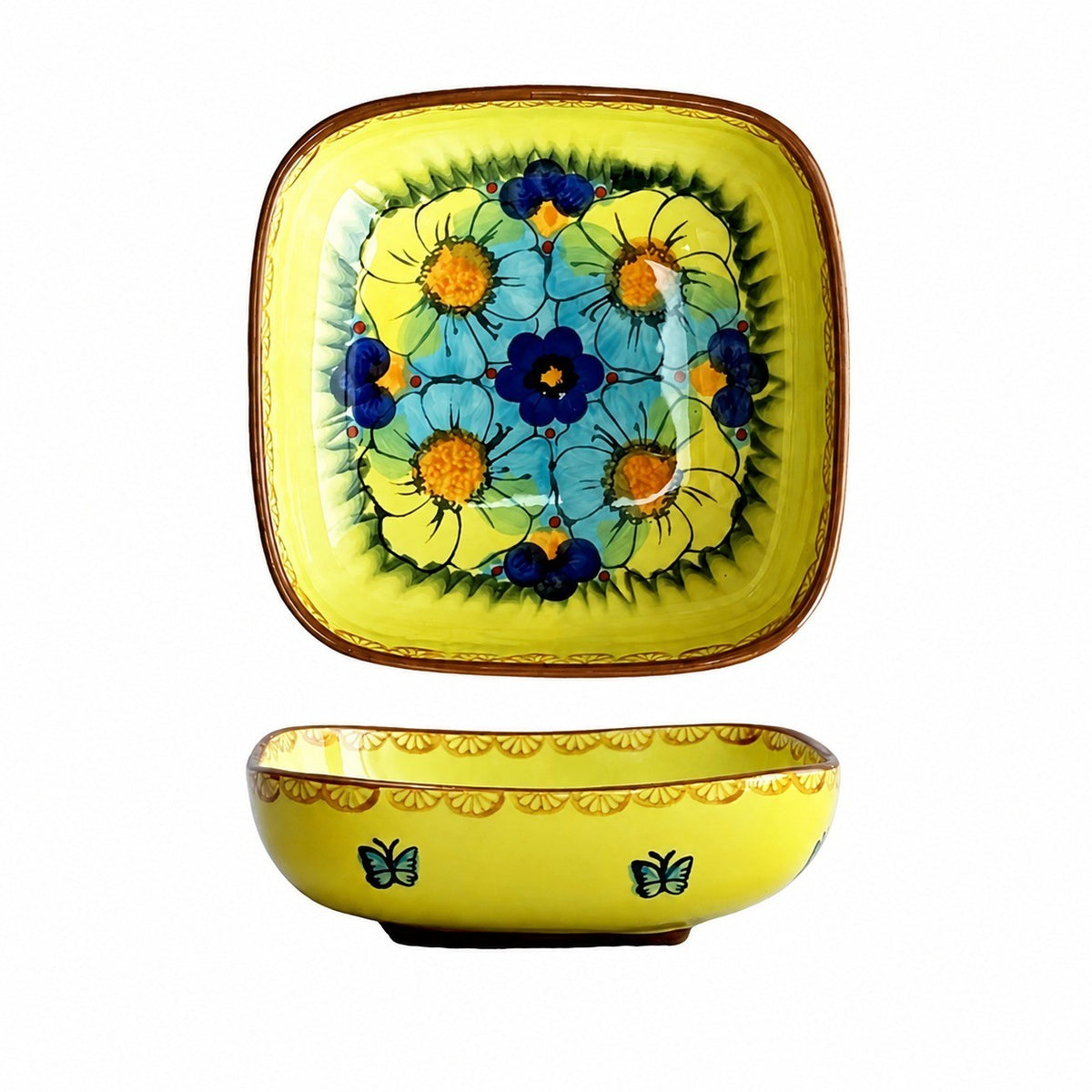 Underglaze Porcelain Square Deep Dish, Hand-Painted - product view 3