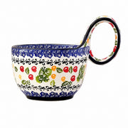 Curved-Handle Ceramic Mug with Spoon - product view 4