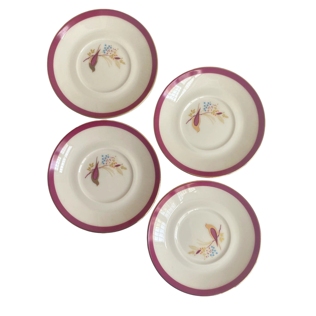 Red Porcelain Small Dish, Gold Painted Detail - product view 3