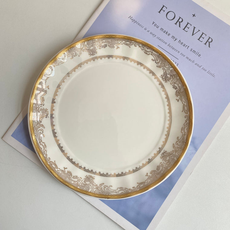 Court-Style Gold Pattern Ceramic Plate, 7 Inch Decorative Dinnerware - detail 1