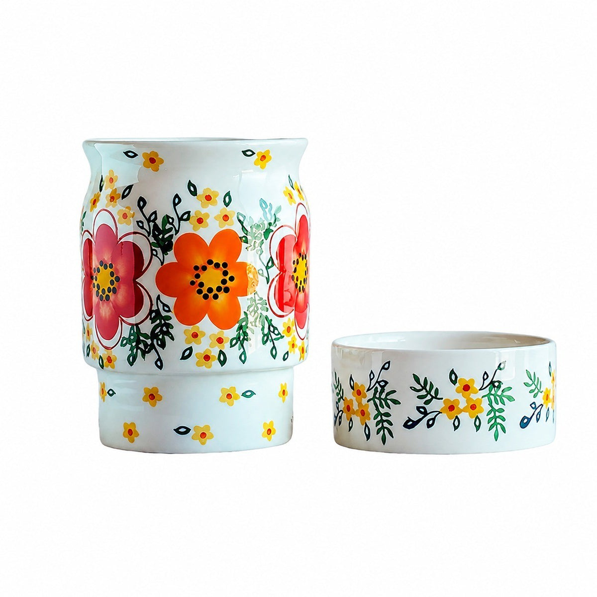 Ceramic Chopstick Holder with Tray, Hand-Painted - product view 2
