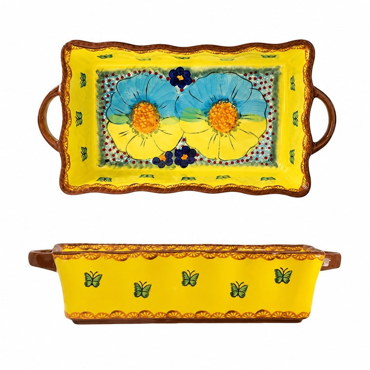 Double-Handled Baking Dish, Hand-Painted - product view 2