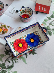Double-Handled Baking Dish, Hand-Painted - detail 1