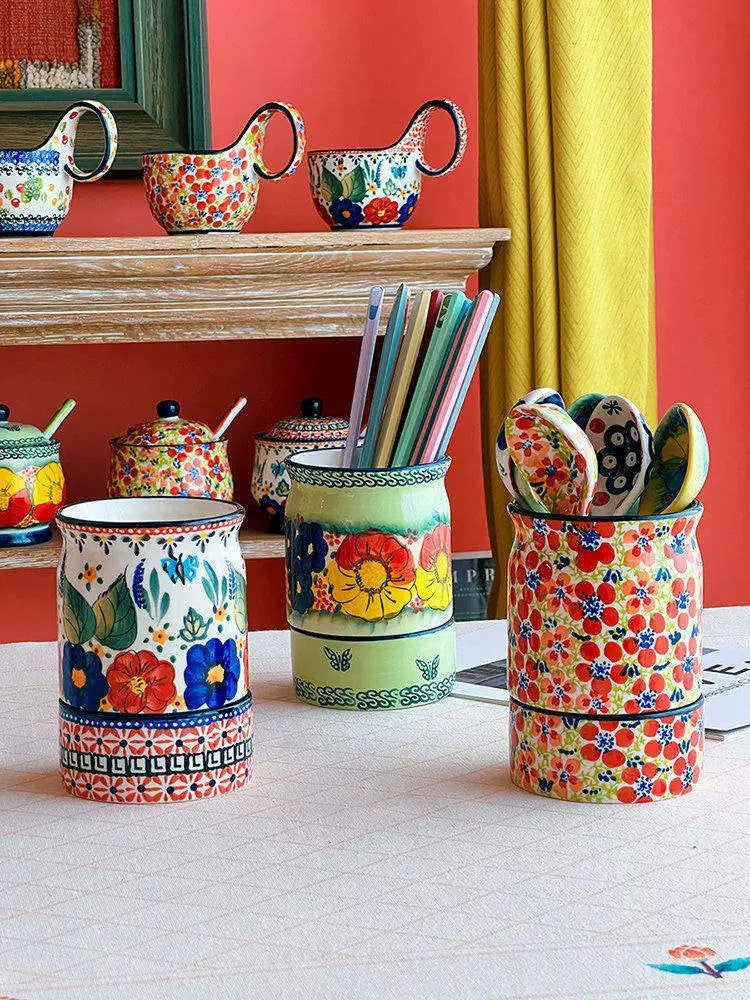 Ceramic Chopstick Holder, Hand-Painted - detail 1