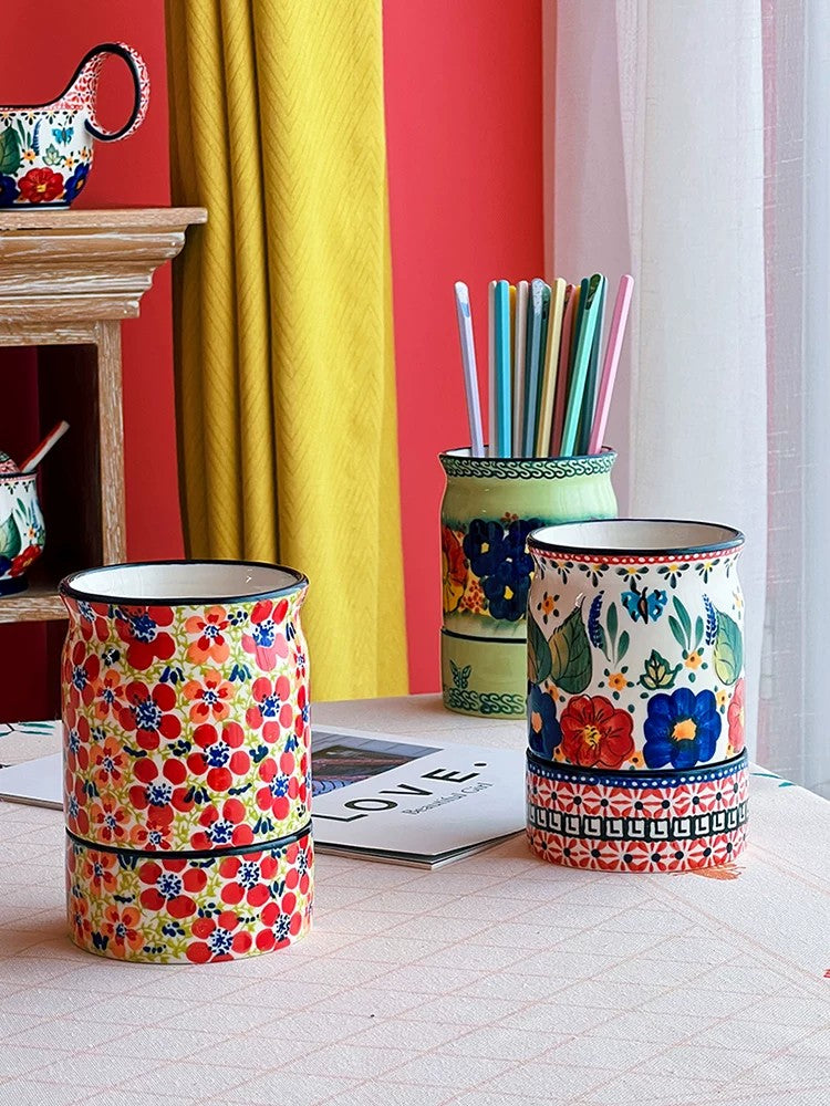 Ceramic Chopstick Holder, Hand-Painted - detail 2
