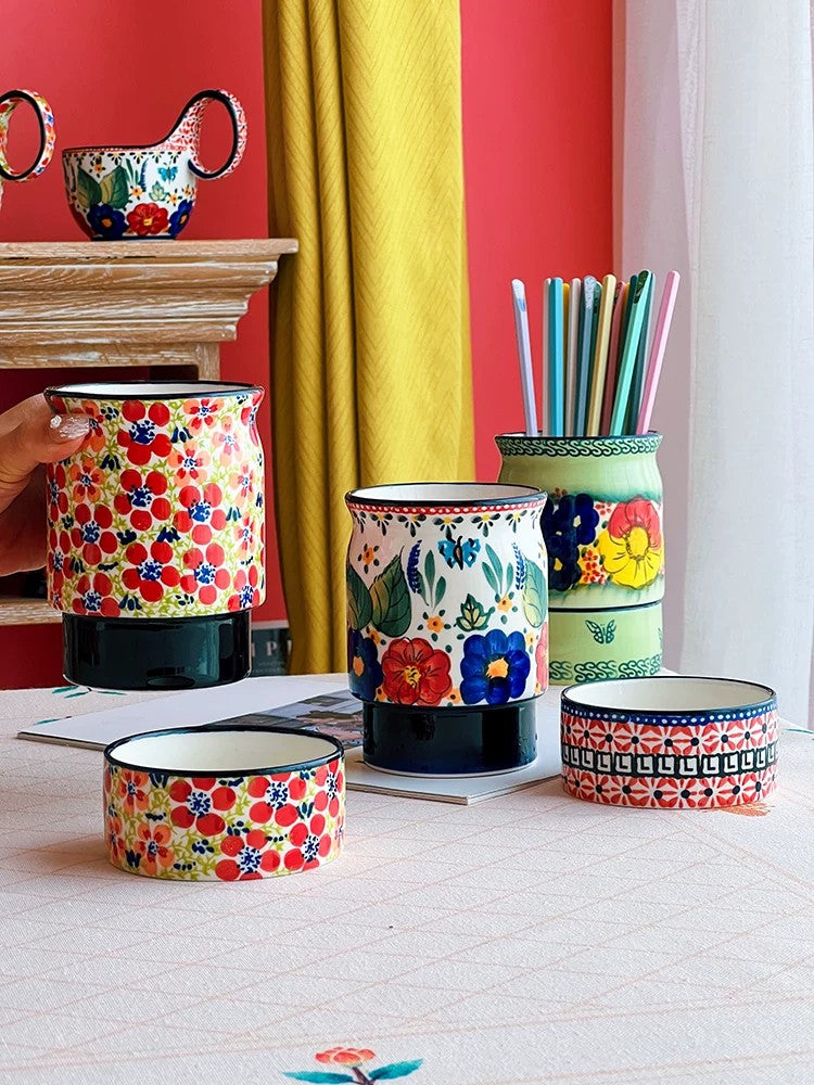 Ceramic Chopstick Holder, Hand-Painted - detail 3