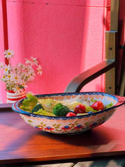 Ingot-Shaped Deep Ceramic Bowl, Hand-Painted - detail 3