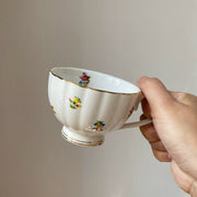 Gold-Detailed Small Flowers Ceramic Cup, 200 ml - detail 1