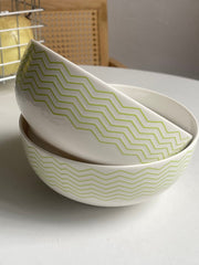 Green Pattern Ceramic Bowl, 6 Inch, 15 x 6.5 cm, Underglaze Decorative - detail 2