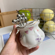 Romantic Floral Fruit Fork Holder, Ceramic, 6 Forks Included - detail 1