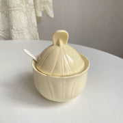 Cream Ceramic Seasoning Jar, Spice Container with Lid, Kitchen Storage - detail 1