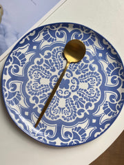 Blue Purple Auspicious Clouds Ceramic Plate 10.5 Inch, Underglaze Decorative Dinnerware - detail 2