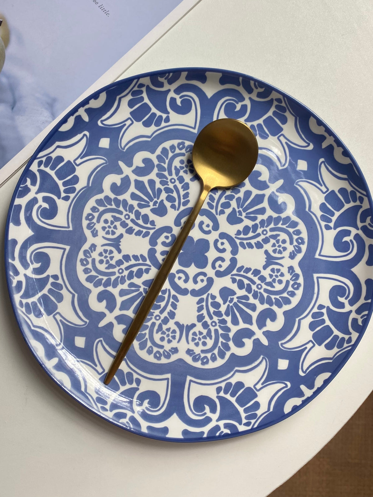 Blue Purple Auspicious Clouds Ceramic Plate 10.5 Inch, Underglaze Decorative Dinnerware - detail 2
