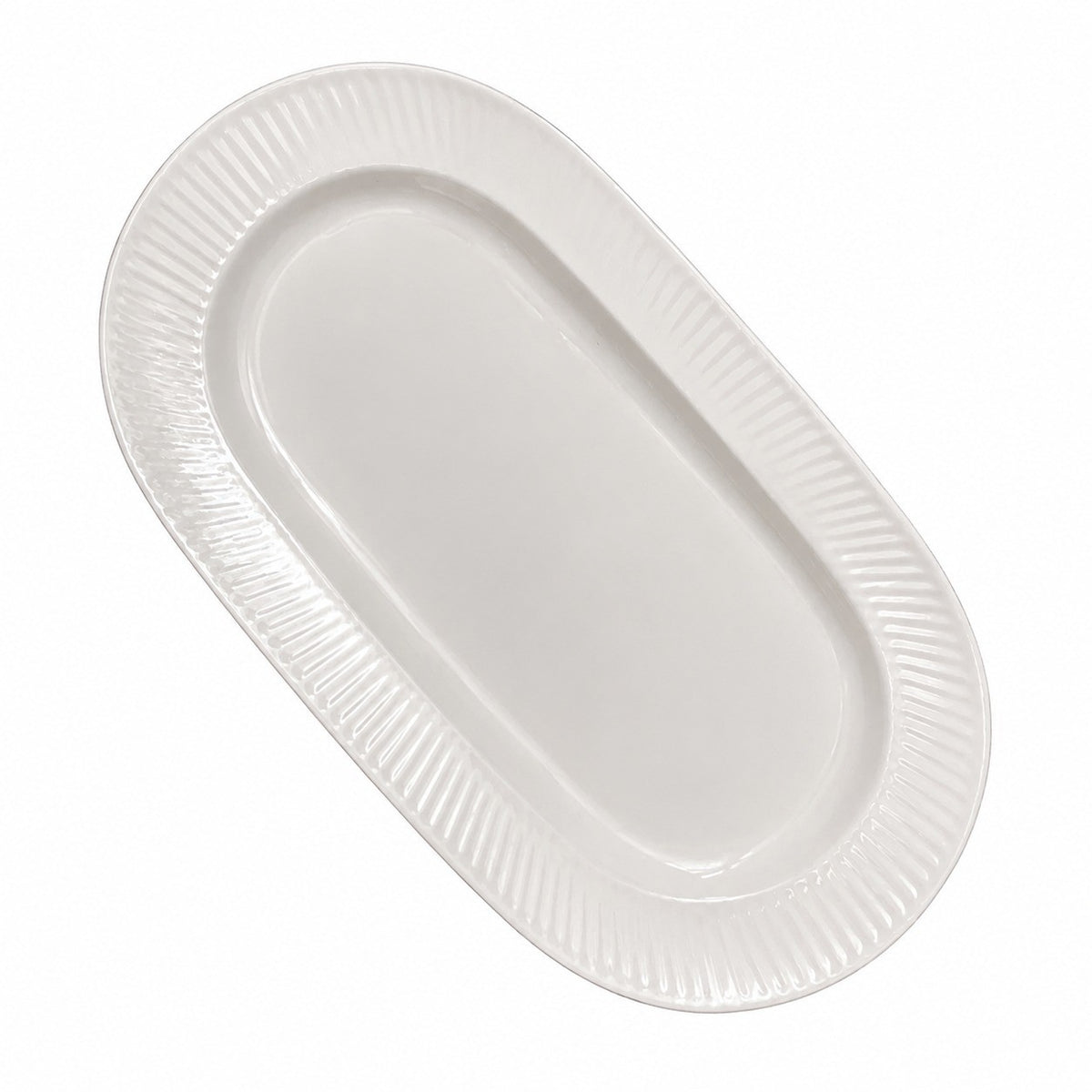 Gold-Rim Oval Deep Plate 30x16x2.5cm, Ceramic Dinnerware with Relief Detailing - product view 1